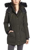 Women's Guess Hooded Anorak With Detachable Faux Fur - Green