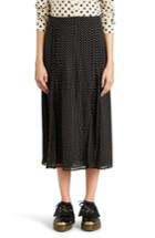 Women's Burberry Fine Pintuck Dot Print Silk Skirt Us / 42 It - Black