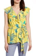 Women's Halogen Ruffled Tie Waist Top - Yellow