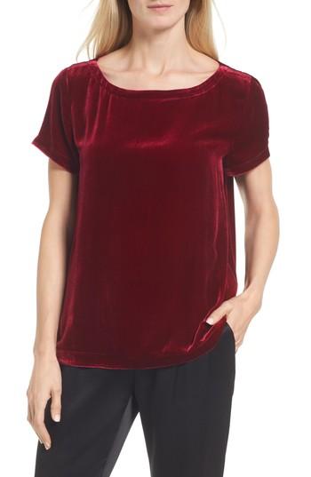 Petite Women's Eileen Fisher Velvet Top P - Red