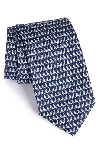 Men's Salvatore Ferragamo Sails Silk Tie, Size - Blue