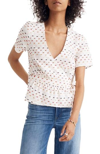 Women's Madewell Ruffle Hem Wrap Top, Size - Burgundy