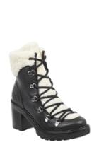 Women's Marc Fisher Ltd Daven Genuine Shearling Lace Up Boot M - Black