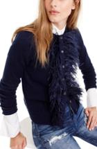 Women's J.crew Faux Feather Wool Blend Cardigan, Size - Blue