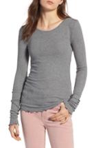 Women's Hinge Lettuce Edge Ribbed Top, Size - Grey