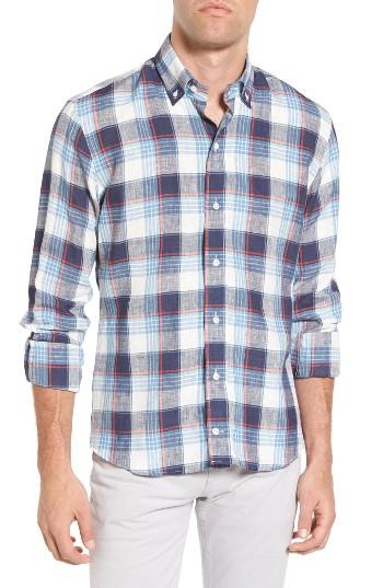 Men's Ledbury Trim Fit Plaid Linen Sport Shirt