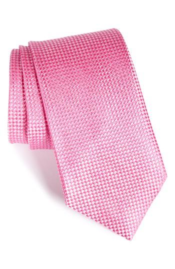Men's Nordstrom Men's Shop 'nate' Solid Silk Tie, Size X-long - Pink
