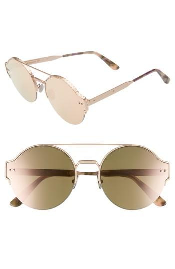 Women's Bottega Veneta 54mm Round Semi-rimless Sunglasses - Metallic Gold