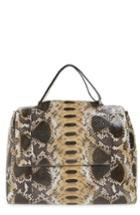 Orciani Large Naponos Genuine Python Tote - Brown