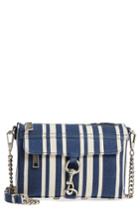 Rebecca Minkoff Mini Mac Stripe Canvas Convertible Crossbody Bag - Blue