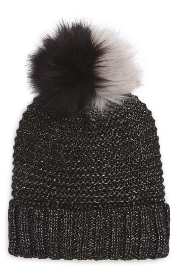 Women's Nyc Underground Faux Fur Pompom Beanie -