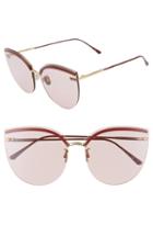 Women's Bottega Veneta 62mm Oversize Rimless Cat Eye Sunglasses - Pink/ Burgundy/ Gold