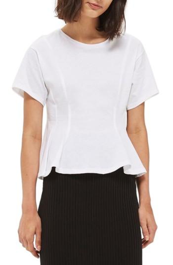 Women's Topshop Corset Seam Tee Us (fits Like 0-2) - White