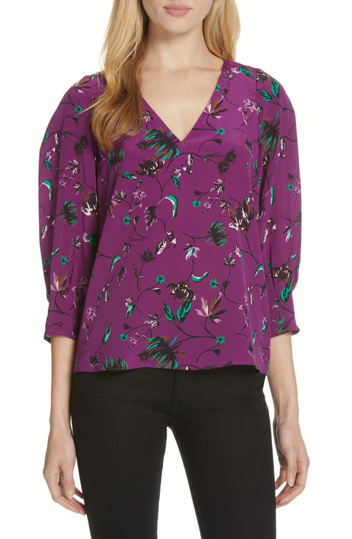 Women's Tanya Taylor Rena Print Silk Top - Purple
