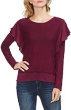 Women's Vince Camuto Ruffle Detail Cotton Blend Top, Size - Red