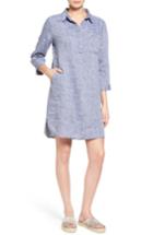 Petite Women's Caslon Linen Shirtdress, Size P - Blue
