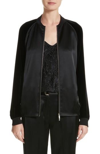 Women's Lafayette 148 New York Brea Reverie Satin Cloth Bomber Jacket