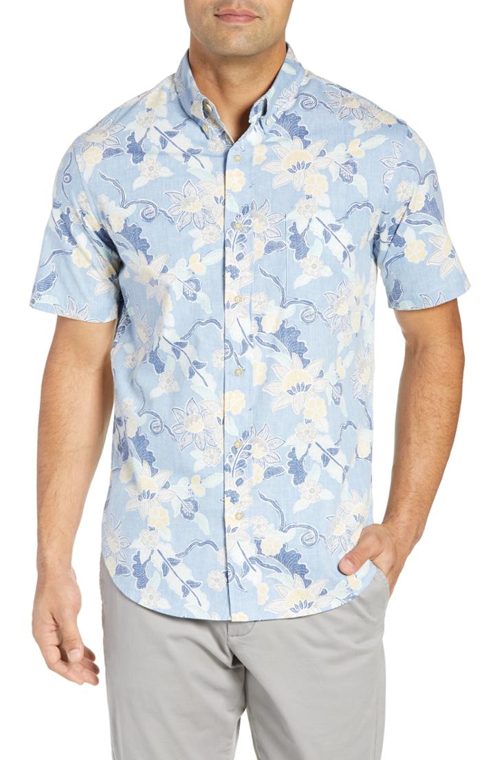 Men's Reyn Spooner Mahaloha Patterned Sport Shirt - Blue