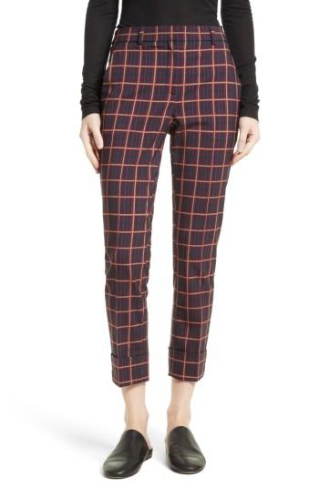 Women's Theory York Plaid Cuffed Crop Pants