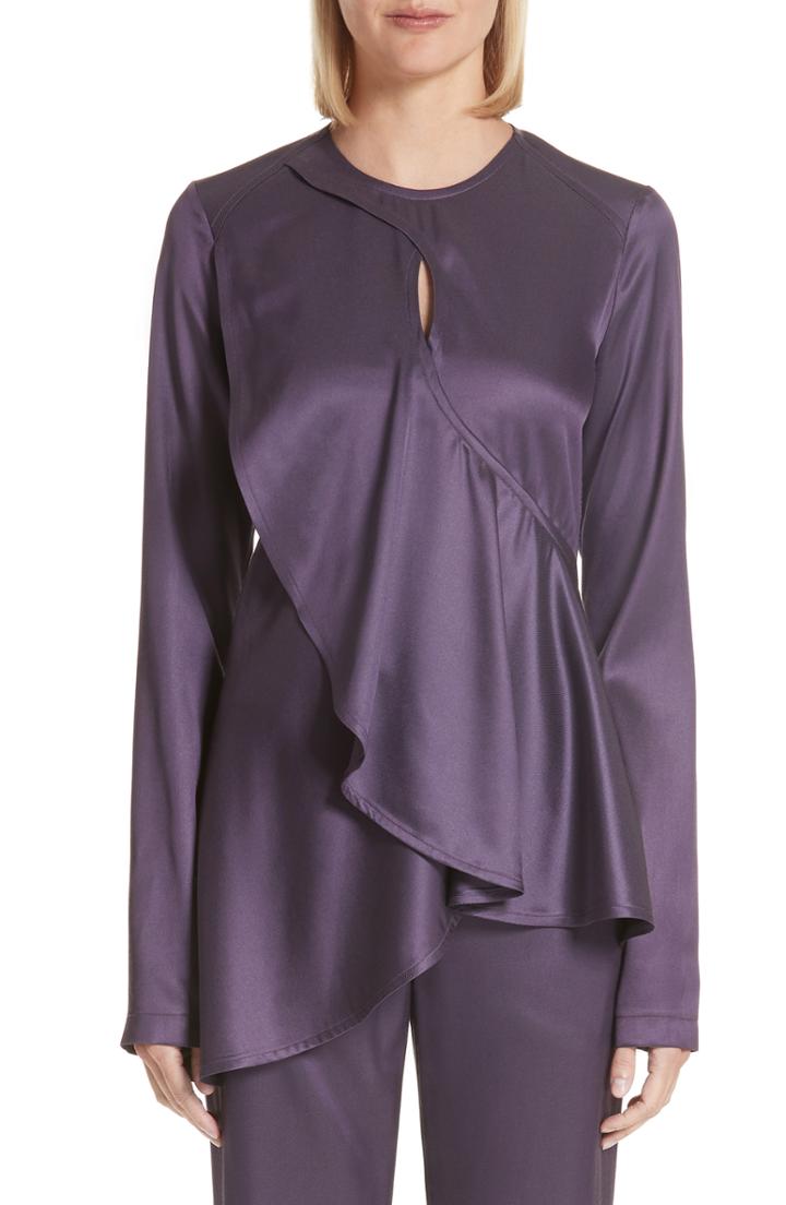 Women's Sies Marjan Jaelyn Ruffle Panel Satin Twill Blouse