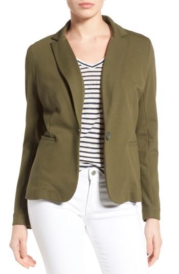 Petite Women's Olivia Moon Knit Blazer P - Green