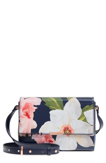 Ted Baker London Prim Chatsworth Bloom Faux Leather Crossbody Bag - Blue
