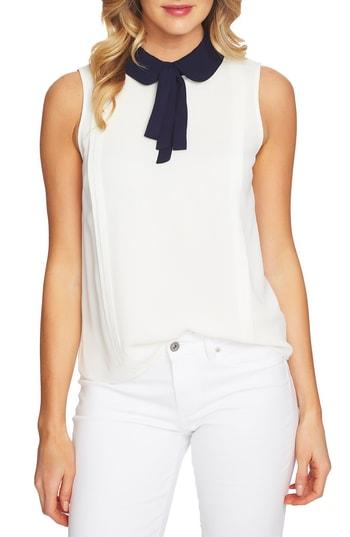 Women's Cece Contrast Tie Collar Blouse - Ivory