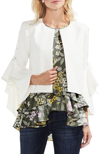 Women's Vince Camuto Lace-up Ruffle Sleeve Jacket - White