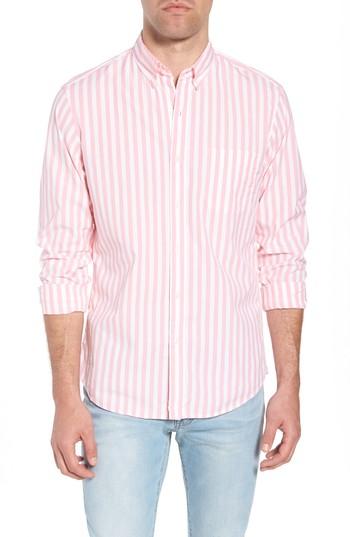 Men's J.crew Slim Fit Stretch Secret Wash Stripe Sport Shirt - Pink