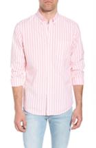 Men's J.crew Slim Fit Stretch Secret Wash Stripe Sport Shirt - Pink