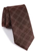 Men's Calibrate Plaid Silk Tie, Size - Orange