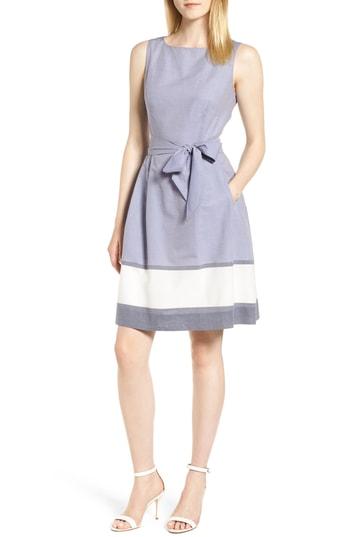Women's Anne Klein Colorblock Fit & Flare Dress - Blue