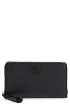 Women's Tory Burch Continental Leather Wallet - Black