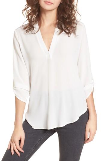 Women's Roll Tab Sleeve Woven Shirt - Ivory