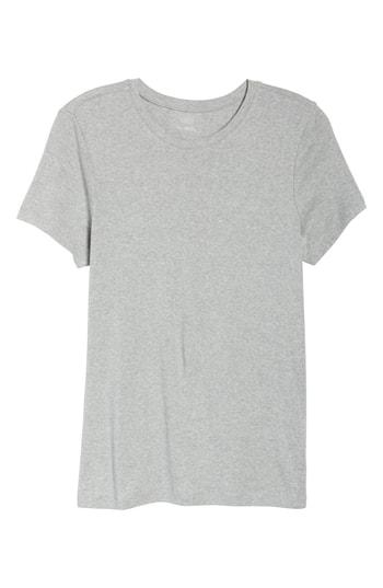 Petite Women's 1901 Crewneck Cotton Blend Top, Size P - Grey