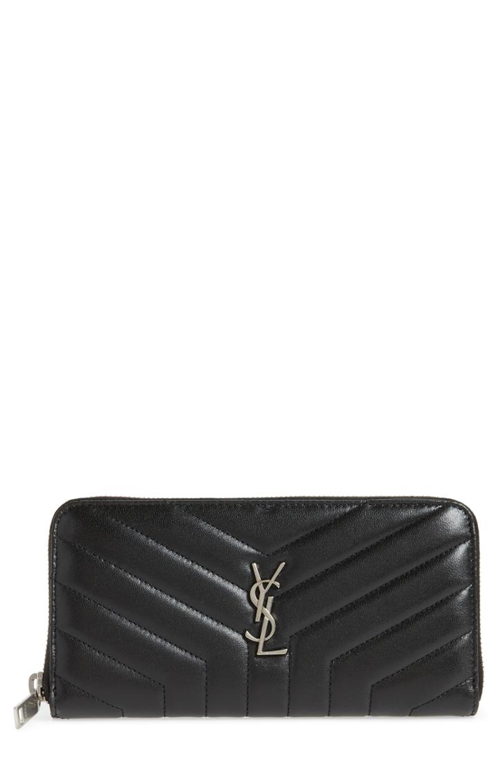 Women's Saint Laurent Loulou Matelasse Leather Zip-around Wallet -