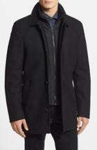 Men's Vince Camuto Melton Car Coat With Removable Bib, Size - Black