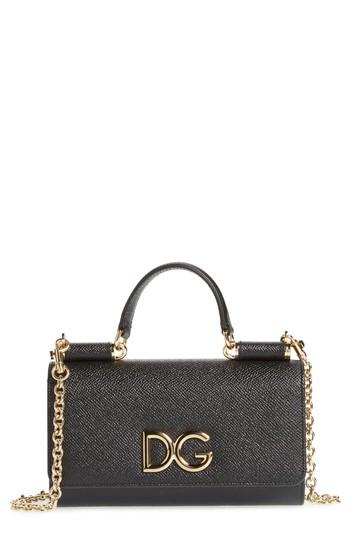 Women's Dolce & Gabanna Logo Phone Wallet On A Chain - Black
