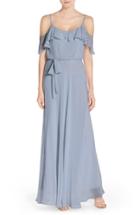 Women's Nouvelle Amsale Cold Shoulder A-line Chiffon Gown - Blue