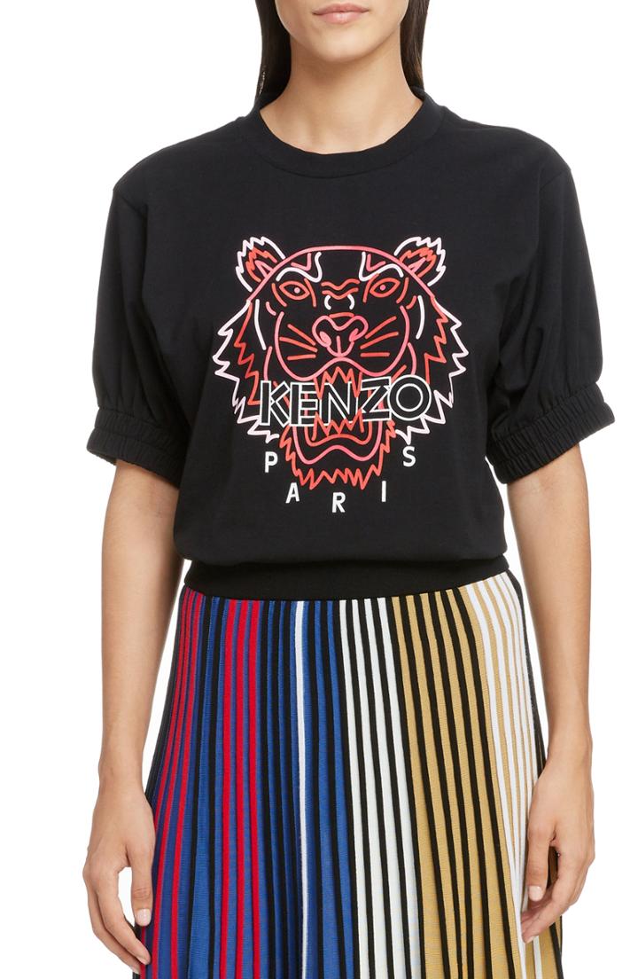 Women's Kenzo Comfort Neon Tiger Graphic Tee, Size - Black