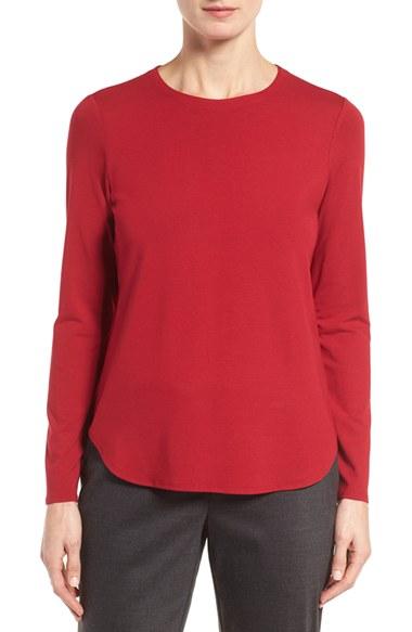 Women's Eileen Fisher Crewneck Top, Size - Red