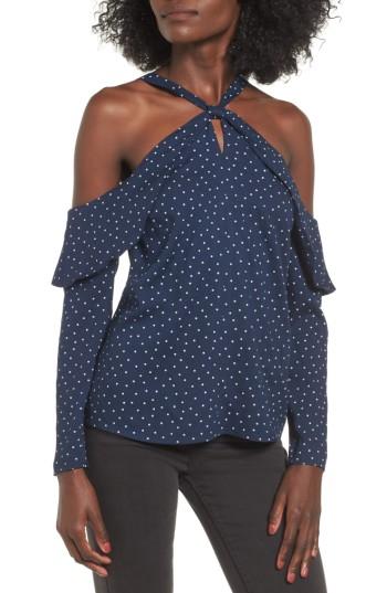 Women's Wayf Nola Ruffle Cold Shoulder Top - Blue