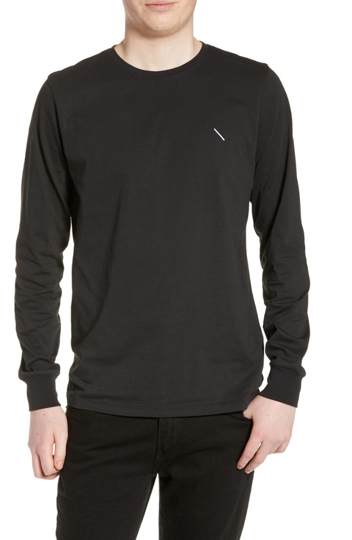 Men's Saturdays Nyc Slash Embroidered Long Sleeve T-shirt, Size - Black