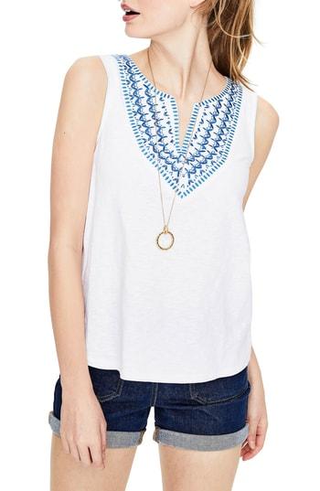 Women's Boden Embroidered Tank - White