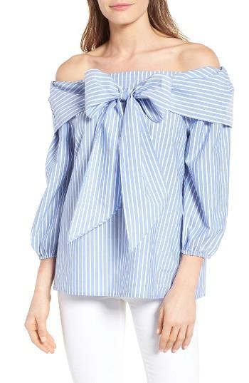 Women's Pleione Bow Front Off The Shoulder Top - Blue