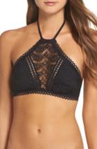 Women's Becca Color Play High Neck Bikini Top - Black