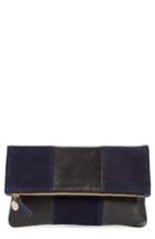 Clare V. Leather & Suede Foldover Clutch - Black