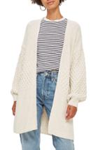Women's Topshop Honeycomb Sleeve Oversize Cardigan Us (fits Like 0) - Beige