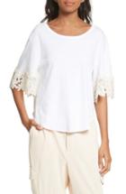 Women's See By Chloe Lace Cuff Tee - White