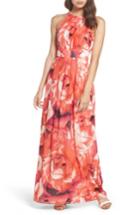 Women's Eliza J Print Chiffon Fit & Flare Maxi Dress - Pink